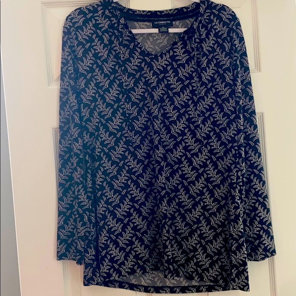 Black and white printed long sleeved tunic top